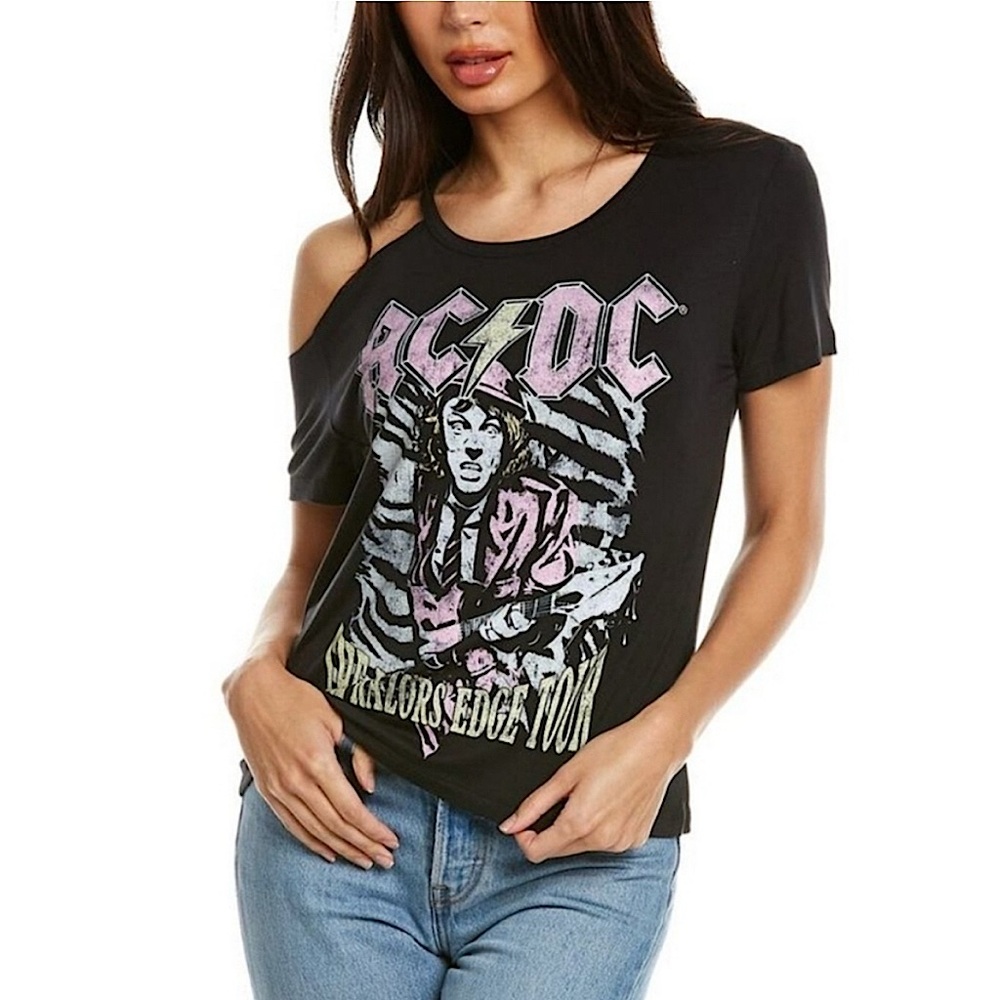 Recycled Karma AC/DC The Razor’s Edge Tour Cold Shoulder Graphic Tee Size XS